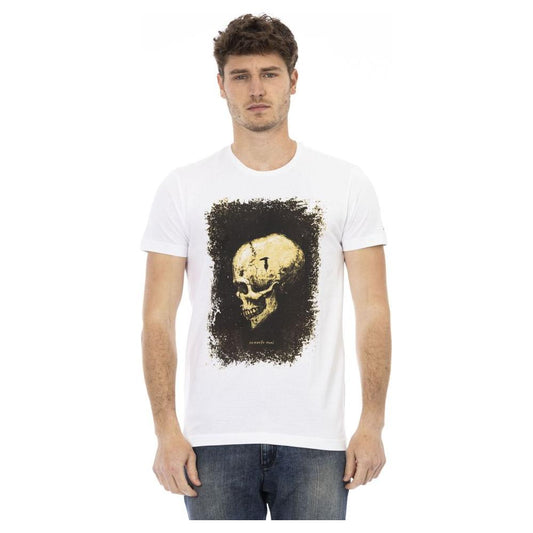 Sleek White Graphic Tee with Artistic Print