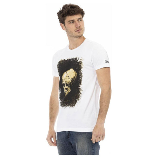 Sleek White Graphic Tee with Artistic Print