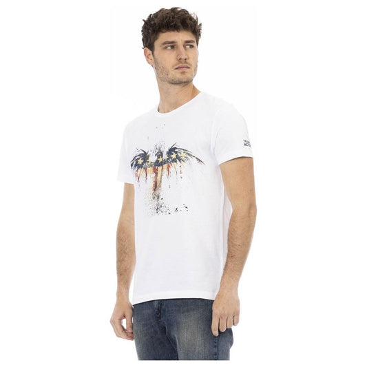 Trussardi Action Elegant White Tee with Artistic Front Print Trussardi Action