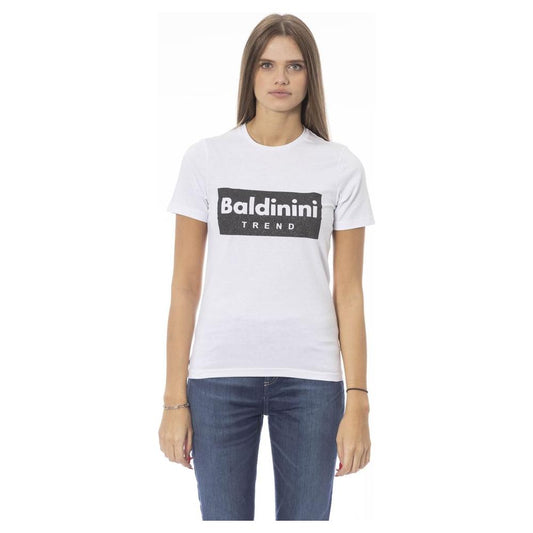 Baldinini Trend Chic White Cotton Tee with Signature Detail Baldinini Trend