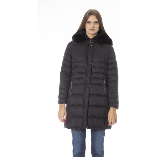 Chic Black Polyester Down Jacket Baldinini Trend