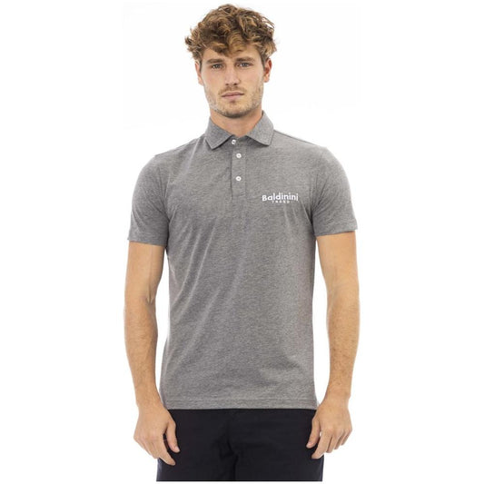 Baldinini Trend Refined Gray Cotton Polo with Embroidered Logo Baldinini Trend