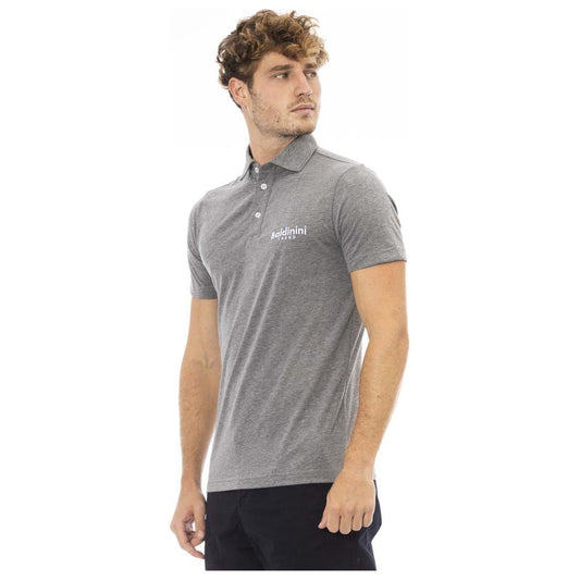 Baldinini Trend Refined Gray Cotton Polo with Embroidered Logo Baldinini Trend