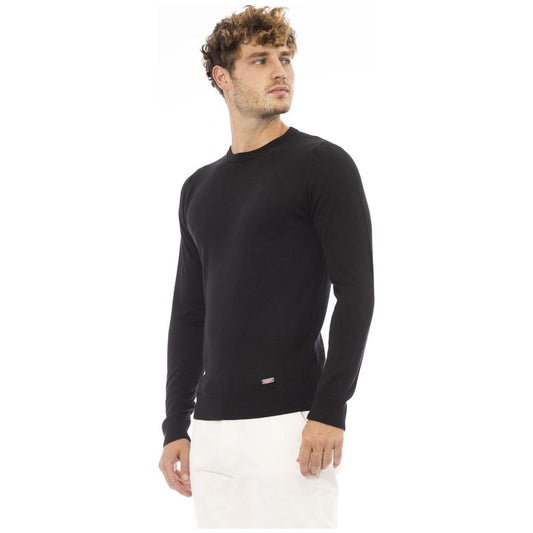 Elegant Black Crew Neck Cashmere Sweater Baldinini Trend