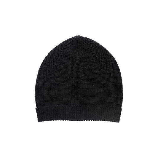 Alpha Studio Elegant Black Merino Wool Ribbed Hat Alpha Studio