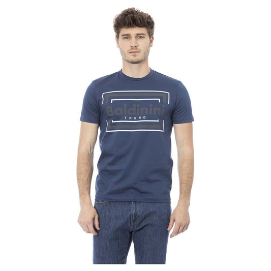 Baldinini Trend Chic Blue Cotton Tee with Front Print Baldinini Trend