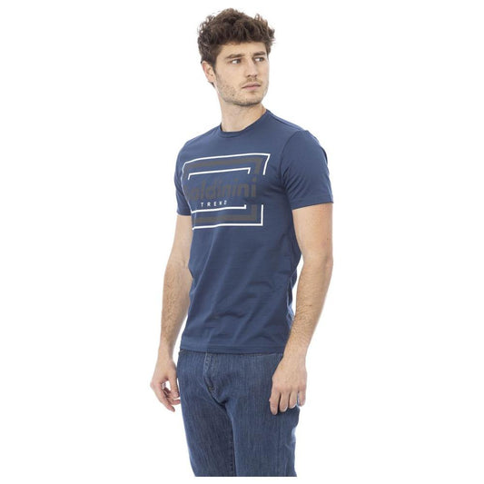 Baldinini Trend Chic Blue Cotton Tee with Front Print Baldinini Trend