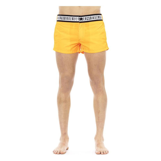 Elegant Orange Swim Shorts with Branded Band