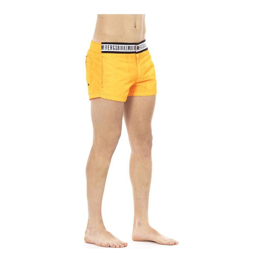 Elegant Orange Swim Shorts with Branded Band