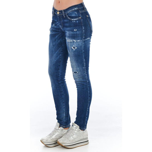 Frankie Morello Chic Worn Wash Skinny Denim Jeans Frankie Morello