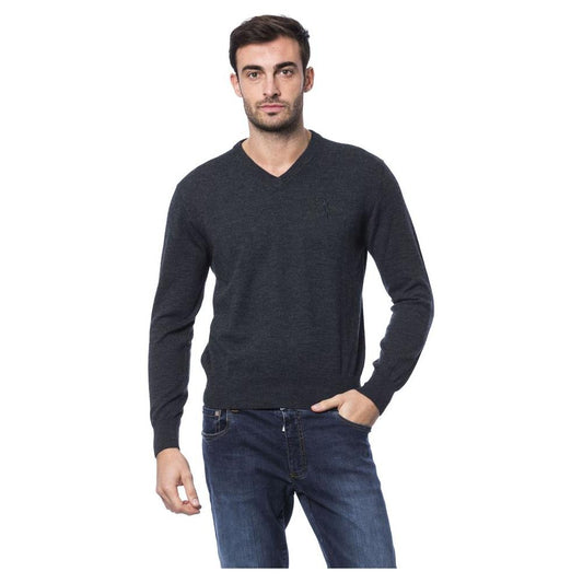 Embroidered Merino Wool Crew Neck Sweater