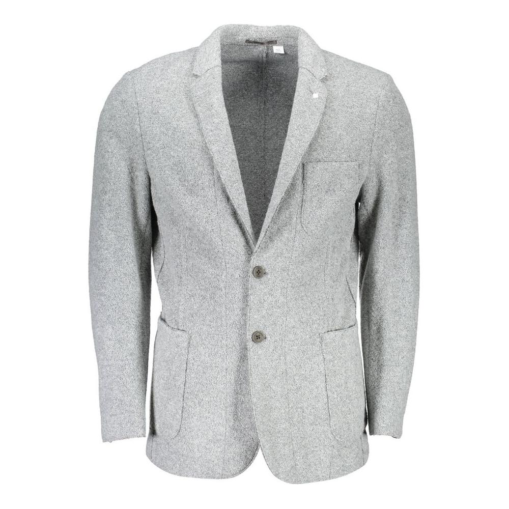 Elegant Gray Long Sleeve Classic Jacket