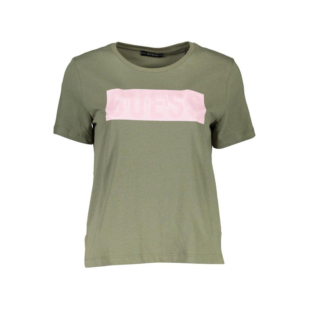 Chic Green Logo Tee with Short Sleeves