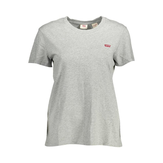 Chic Gray Round Neck Cotton Tee