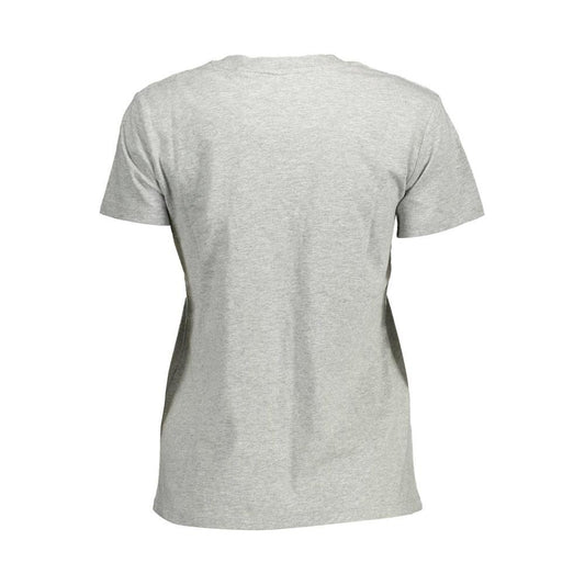 Chic Gray Round Neck Cotton Tee