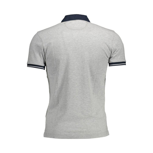 Slim Fit Embroidered Polo in Gray