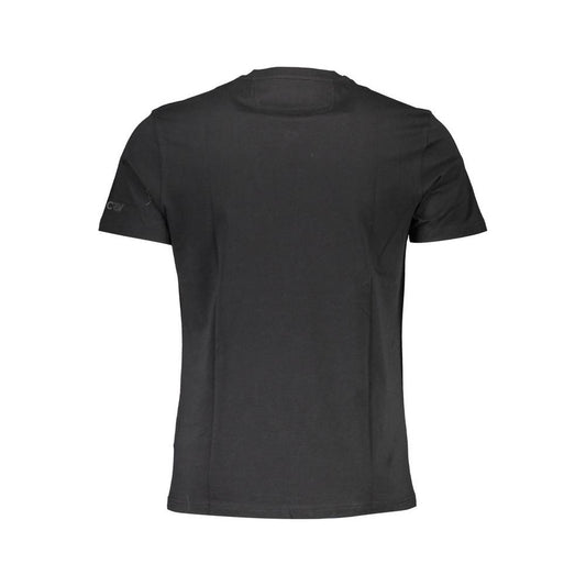 Sleek Black Cotton Tee with Elegant Print