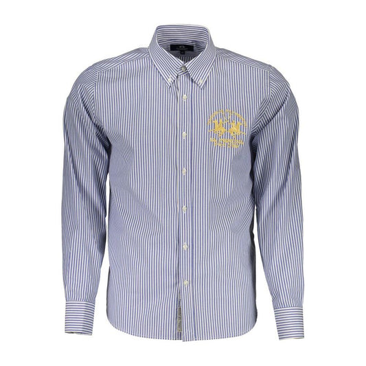 Elegant Blue Cotton Long Sleeve Shirt La Martina