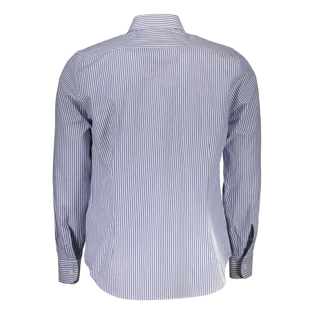 Elegant Blue Cotton Long Sleeve Shirt