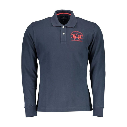 Classic Blue Long-Sleeve Polo Elegance