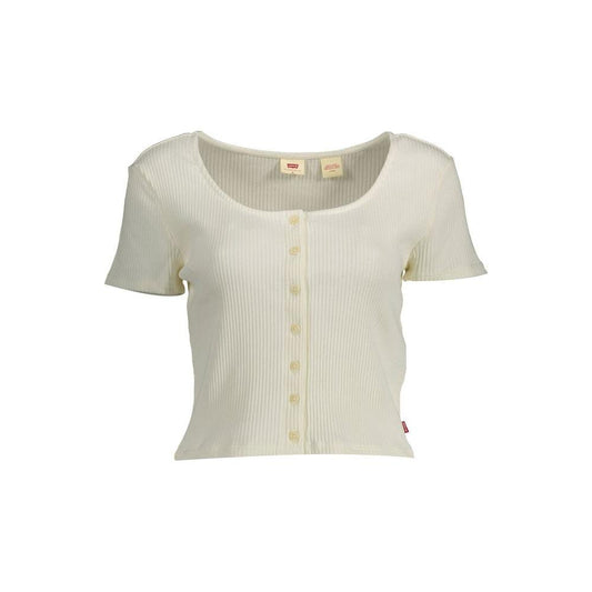 Levi's Chic White Buttoned Tee with Wide Neckline Levi's