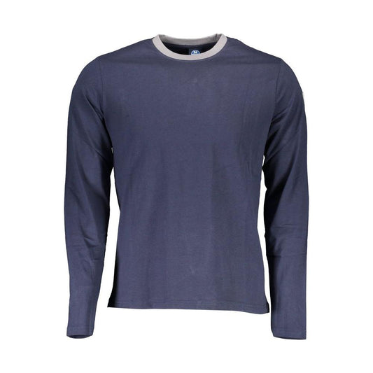 Chic Blue Contrast Detail Long Sleeve Tee