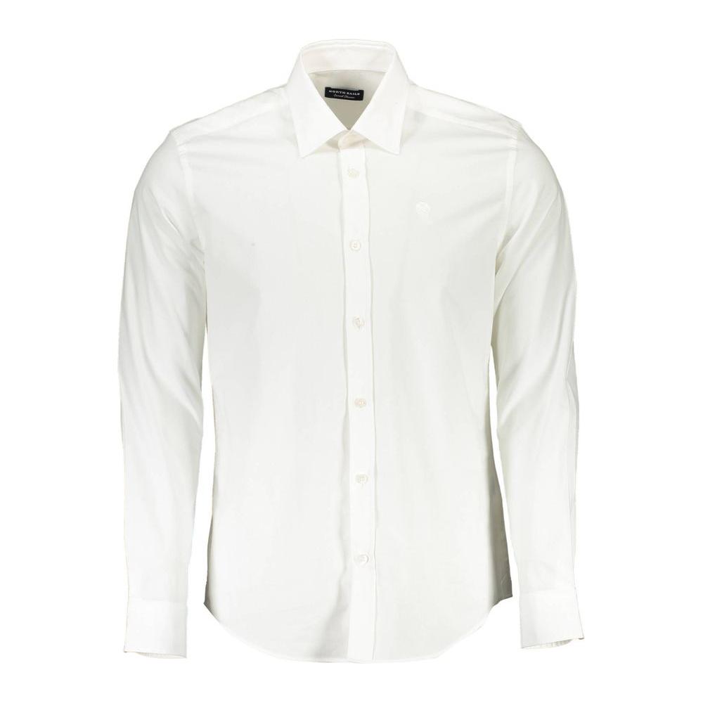 Elegant White Stretch Cotton Shirt