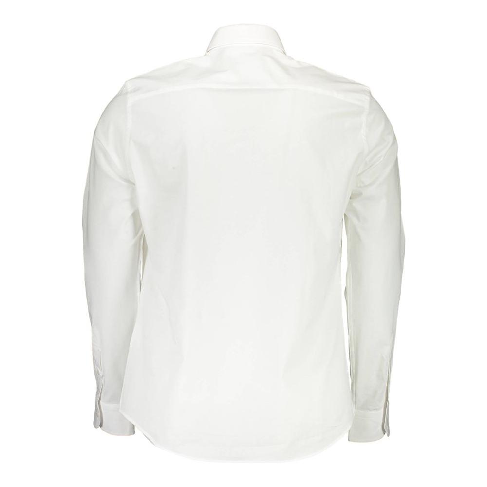 Elegant White Stretch Cotton Shirt