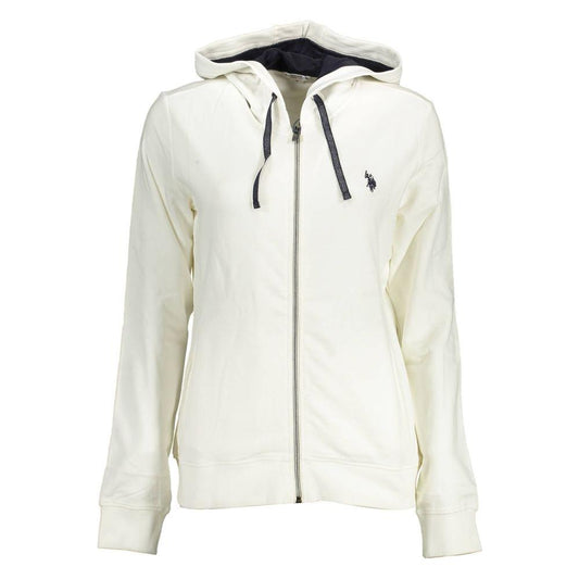 Chic White Hooded Zip Sweatshirt with Logo Detail U.S. POLO ASSN.