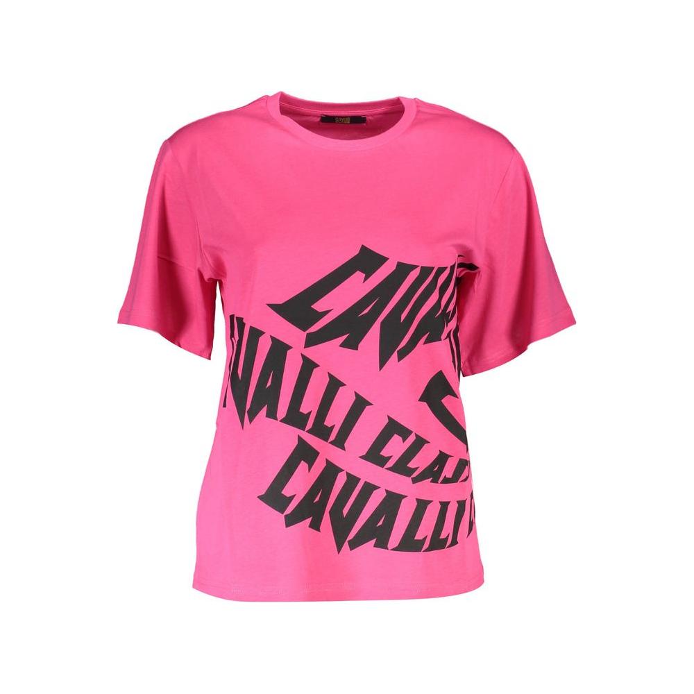 Chic Pink Cotton Tee with Signature Print