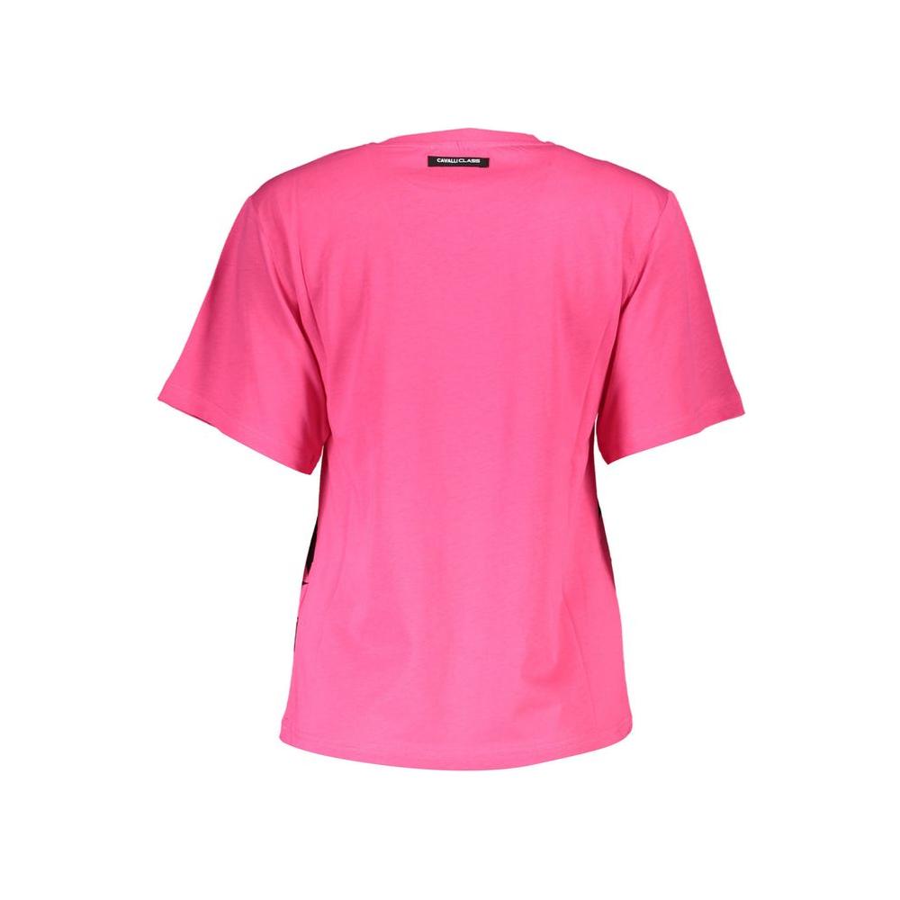 Chic Pink Cotton Tee with Signature Print