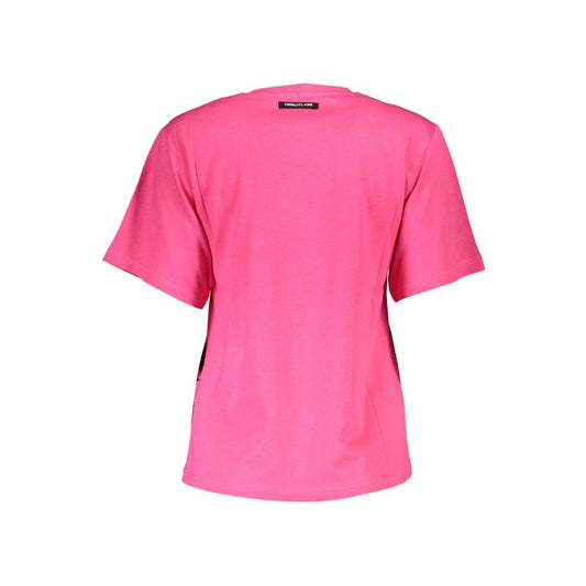 Chic Pink Cotton Tee with Signature Print