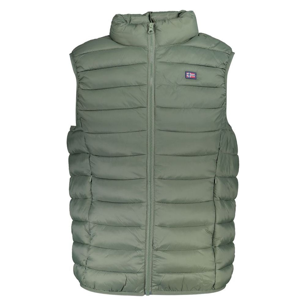 Sleek Sleeveless Green Mens Jacket