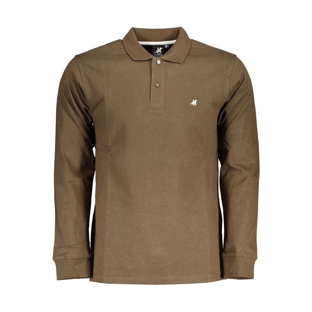 Elegant Long-Sleeved Brown Polo for Men