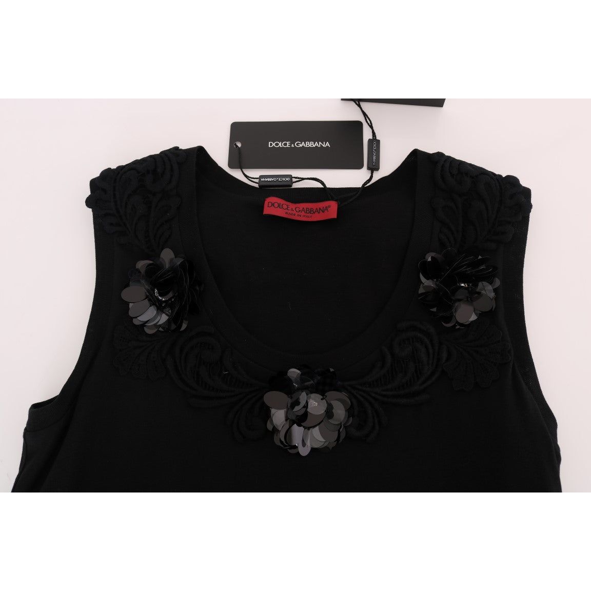 Black Floral Sequined Cami Blouse