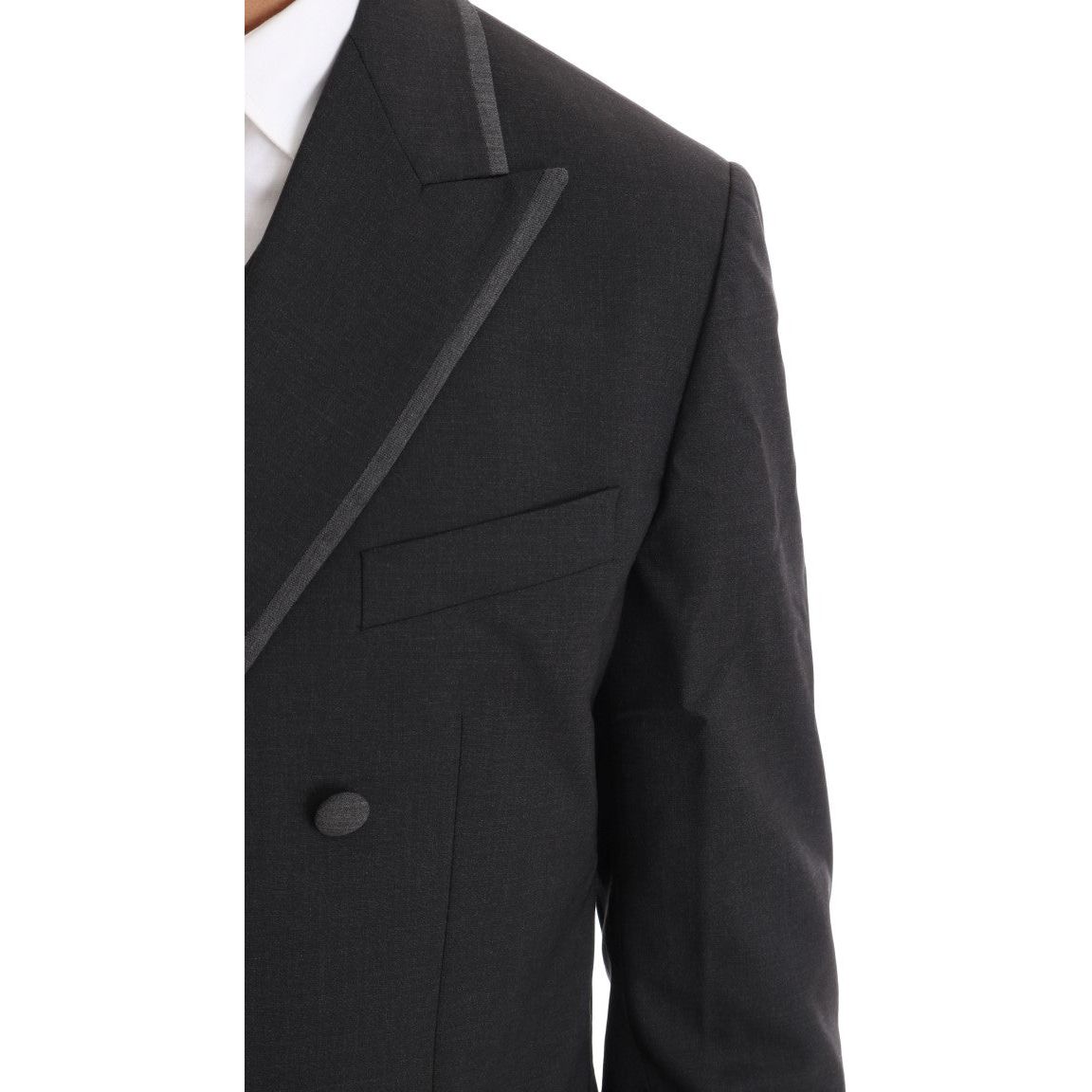 Dolce & Gabbana Elegant Gray Double Breasted Wool Suit Suit gray-wool-stretch-3-piece-two-button-suit-1