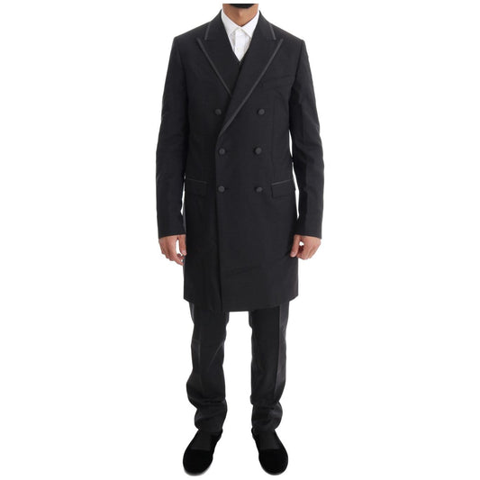 Dolce & Gabbana Elegant Gray Double Breasted Wool Suit Suit gray-wool-stretch-3-piece-two-button-suit-1