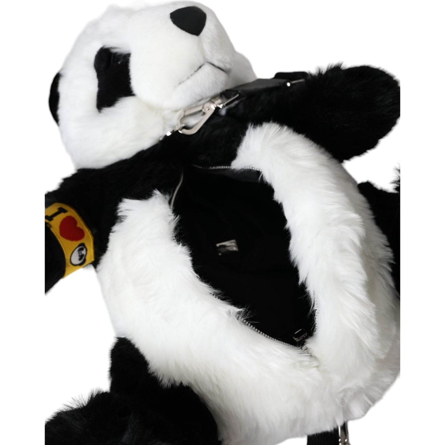 Dolce & Gabbana Black White Eco-Fur Animal Panda Shoulder Bag Dolce & Gabbana