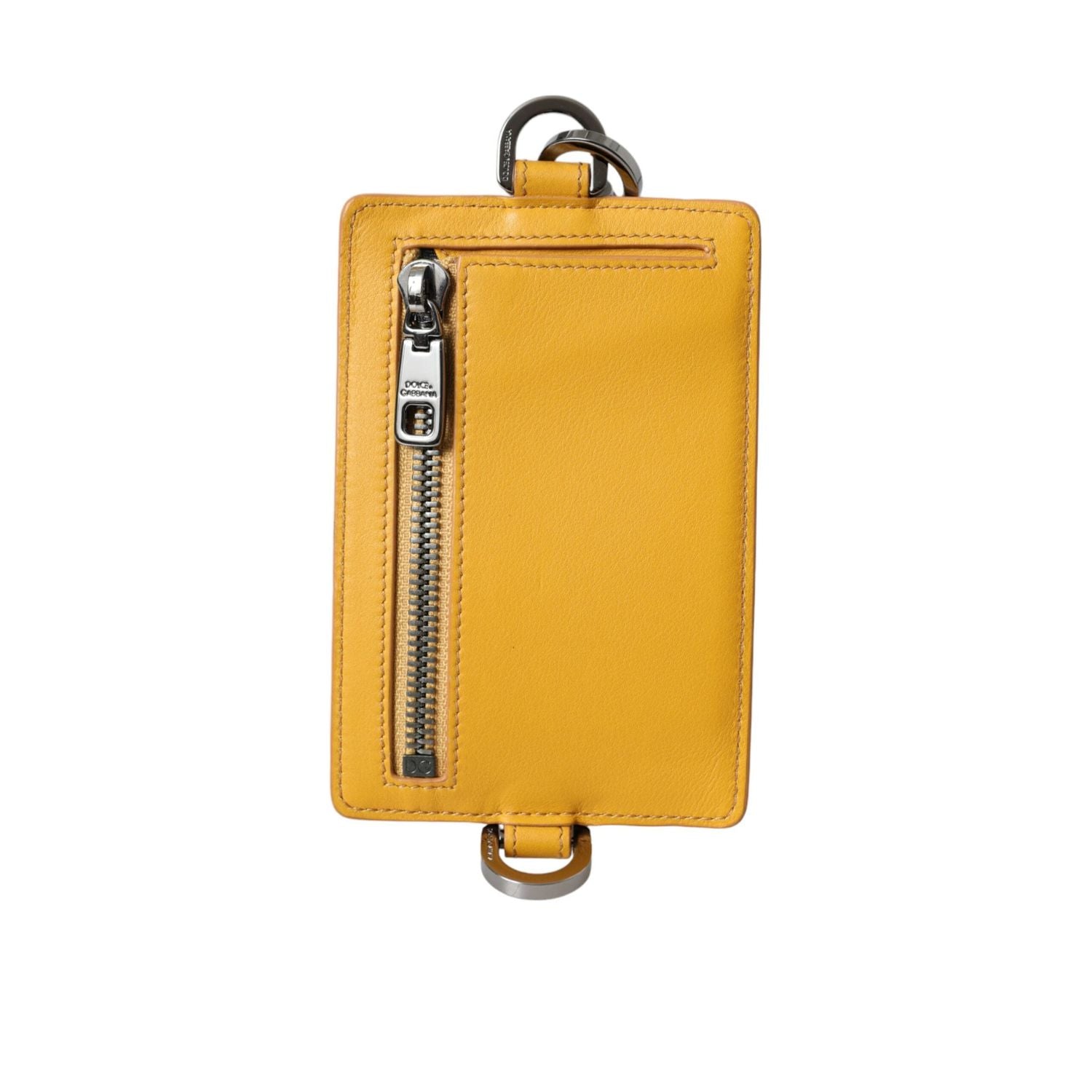 محفظة دولتشي آند غابانا ذات حامل بطاقات الائتمان من جلد العجل باللون البرتقالي