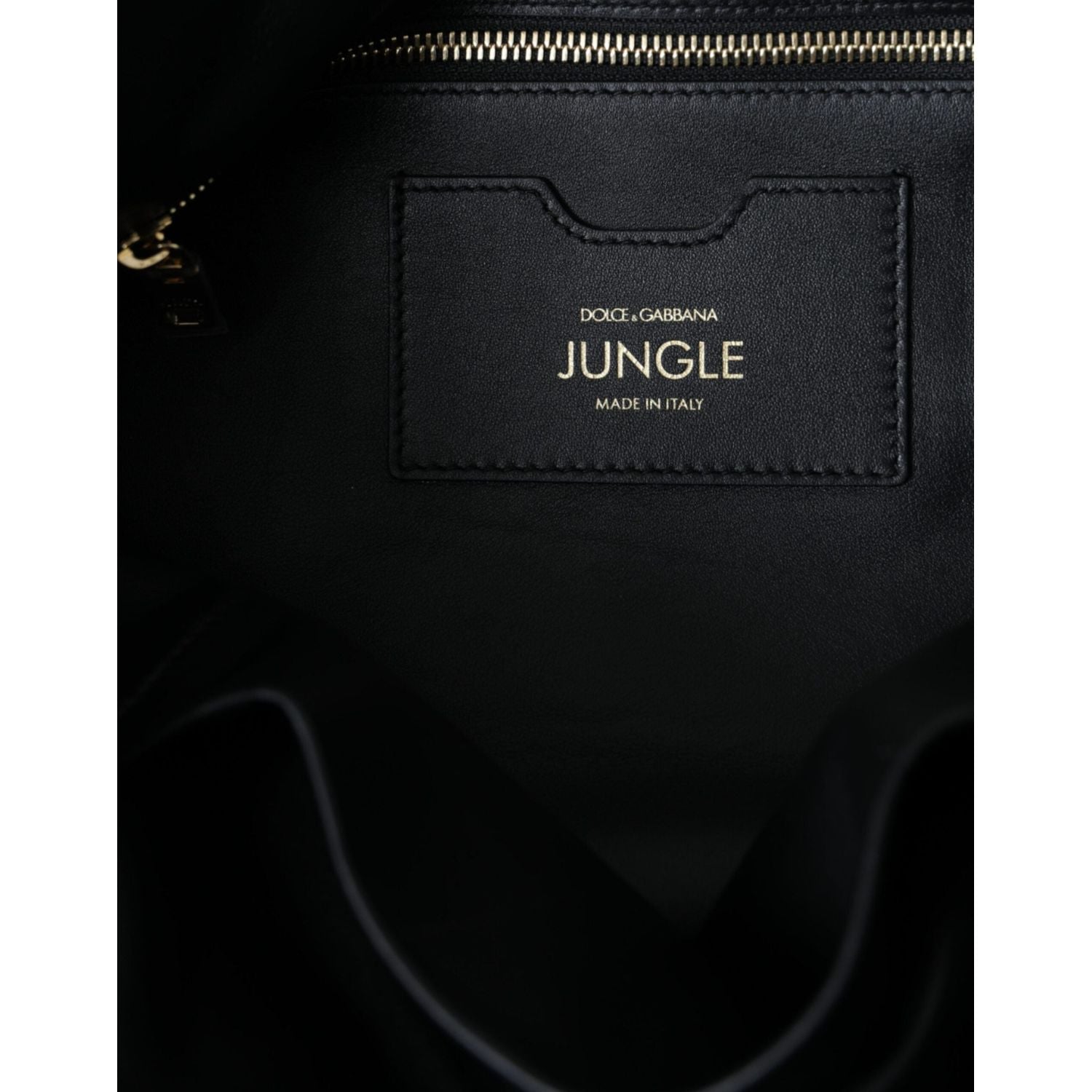 حقيبة تسوق مبطنة من الجلد الأسود من دولتشي آند غابانا JUNGLE