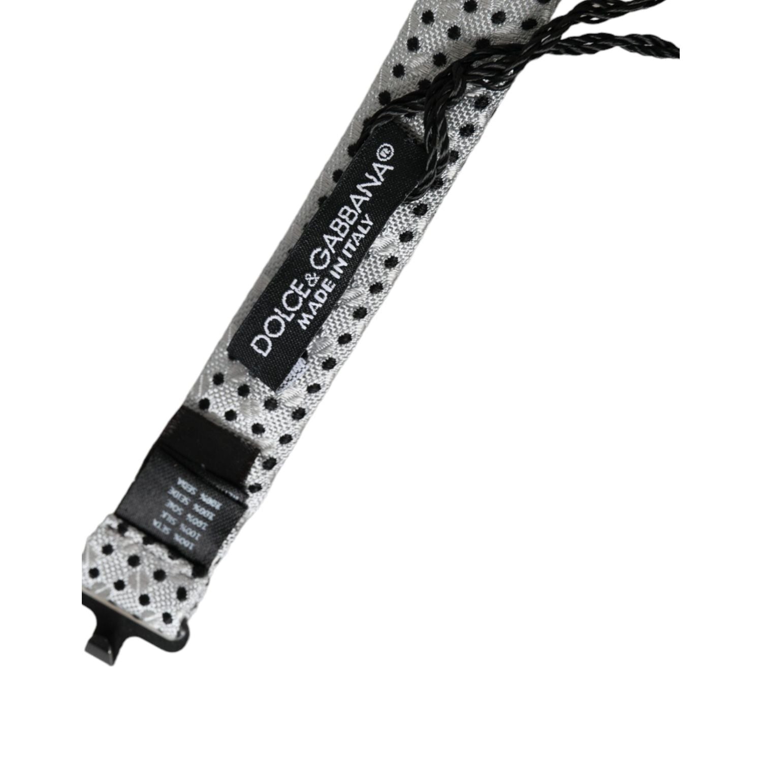 Dolce & Gabbana Gray Silk Polka Dot Adjustable Neck Men Papillon Bow Tie