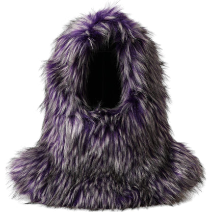 Dolce & Gabbana Purple Faux Fur Whole Head Wrap Hat