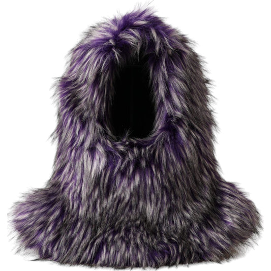 Purple Faux Fur Whole Head Wrap Hat