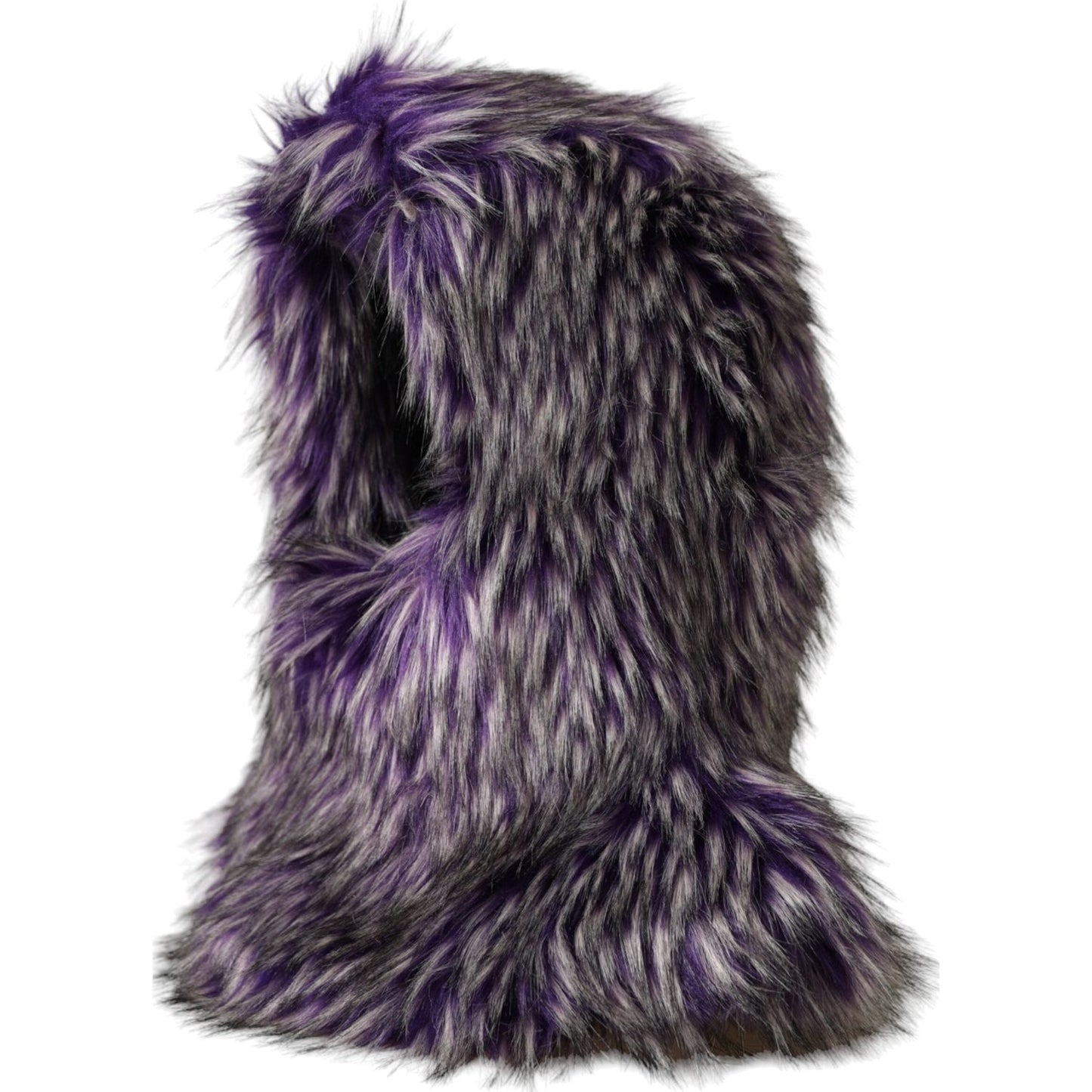 Purple Faux Fur Whole Head Wrap Hat