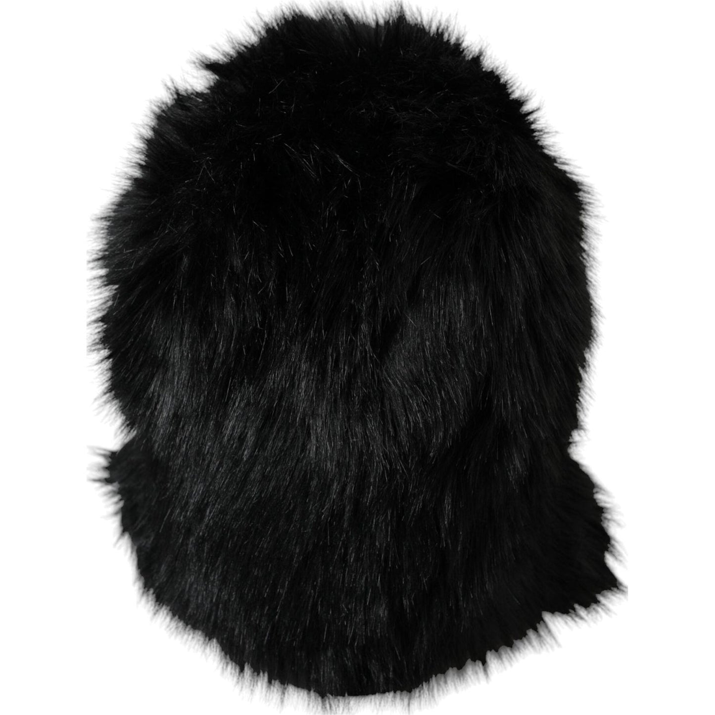 Black Faux Fur Whole Head Wrap Hat