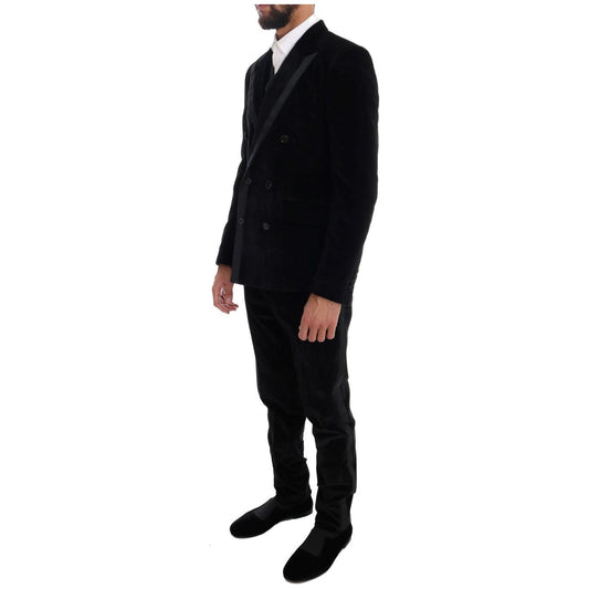 Elegant Black Slim Fit Three-Piece Suit