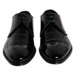 Black Calfskin Leather Derby Men Dress Shoes