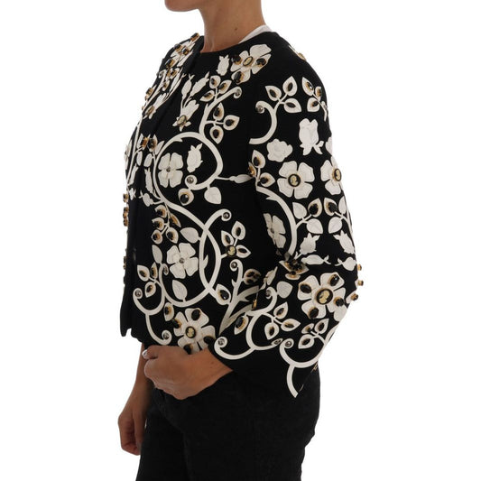 Floral Embroidered Crystal Wool Coat Jacket