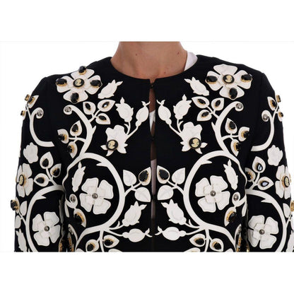 Dolce & Gabbana Black Baroque Floral Crystal Jacket Coats & Jackets
