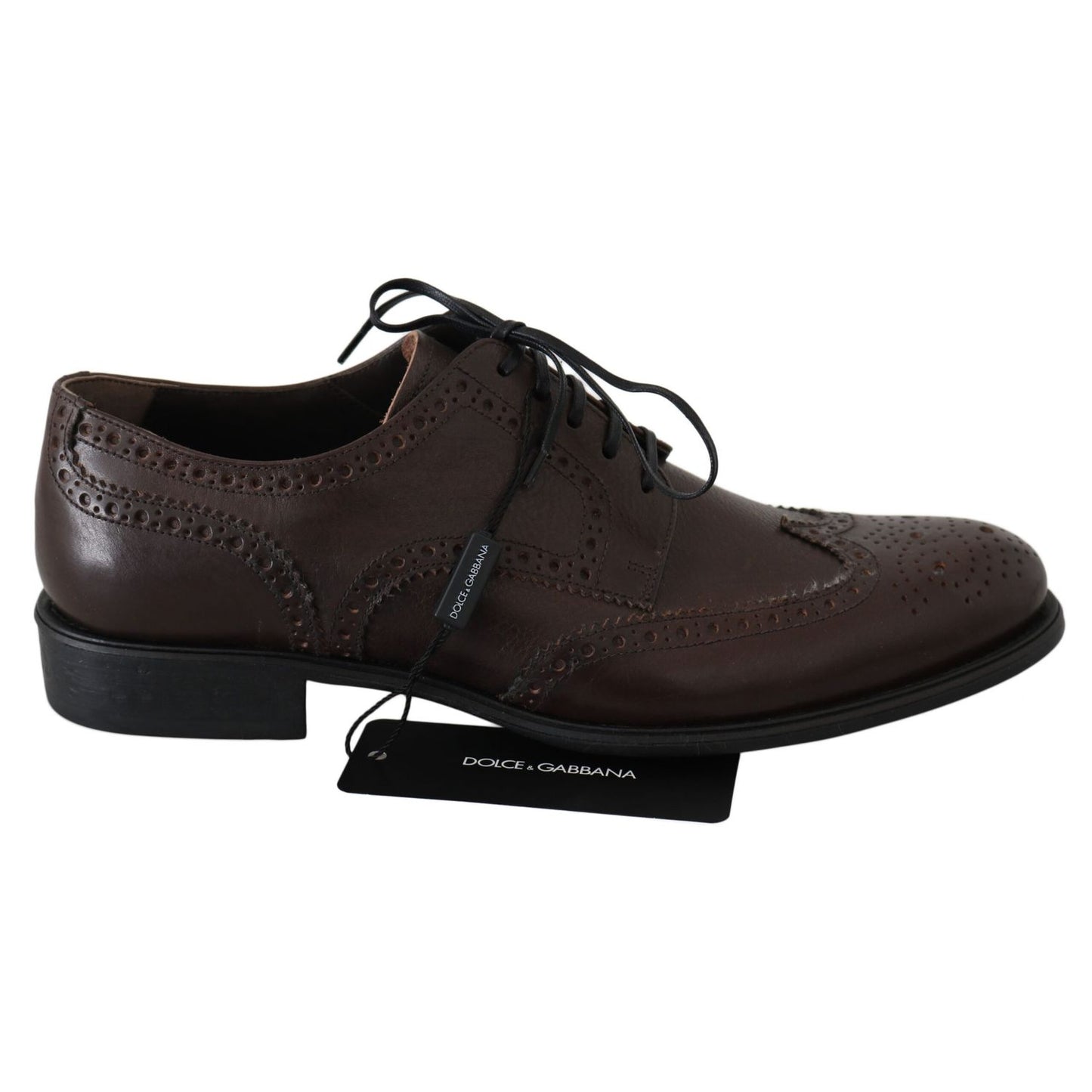 Dolce & Gabbana Brown Leather Brogue Derby Dress Shoes Dolce & Gabbana